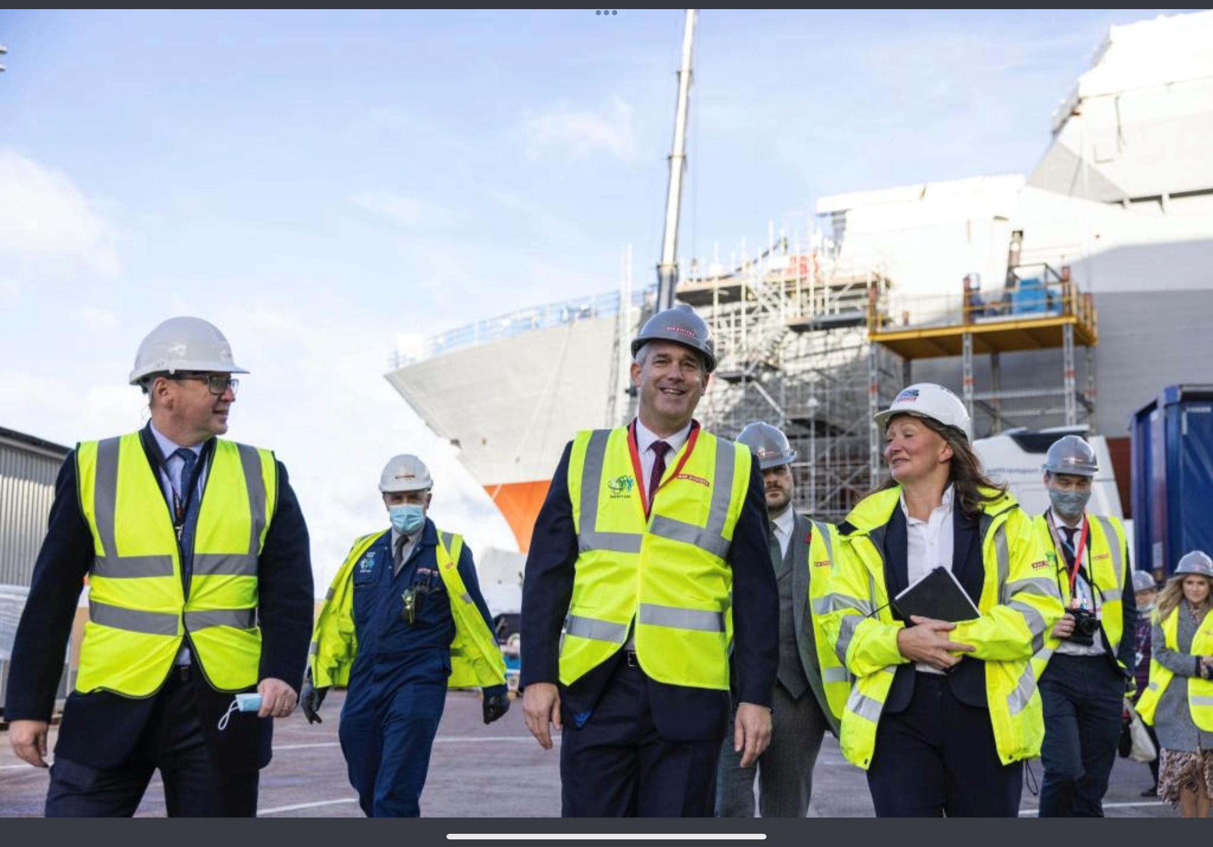 Mark Beverstock showing Cabinet Minister Keith Brown the new HMS Glasgow