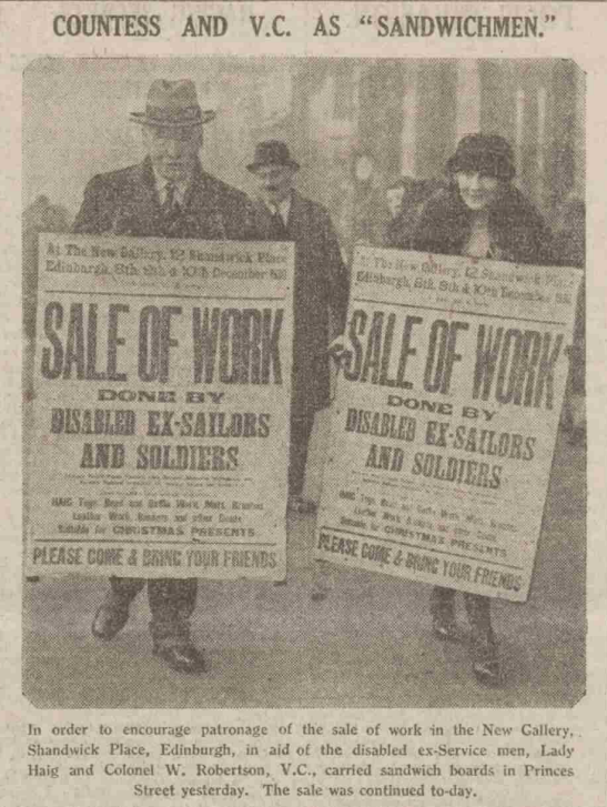 Edinburgh evening news, dec, 1930 Lady Haig Sandwichmen